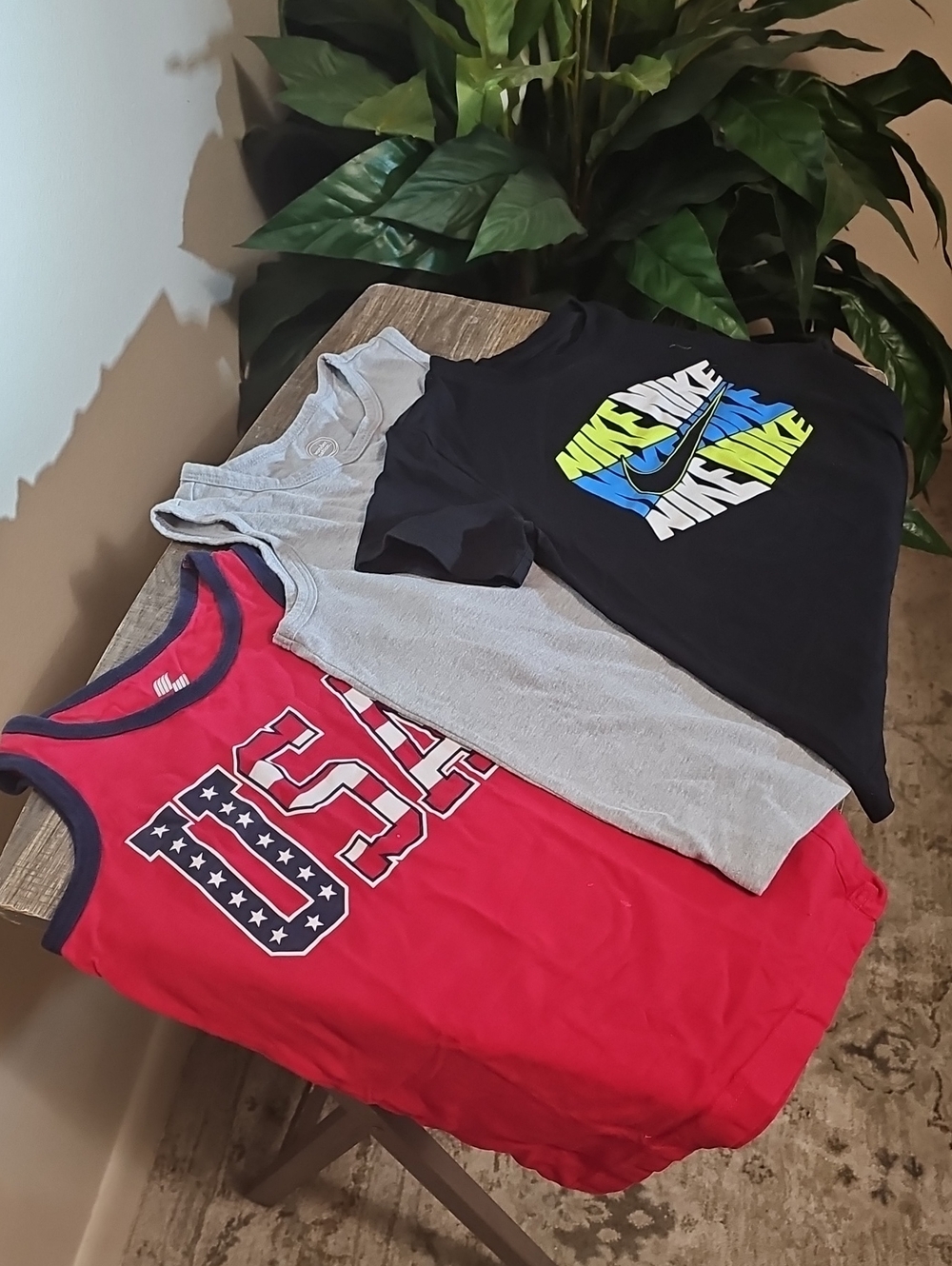 Nike Black Tank Top with Blue and Neon Yellow Graphic - Kids